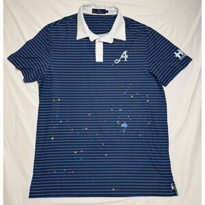 Extracurricular HV3 Foundation Golf Polo Shirt Mens Large Blue Striped Splatter